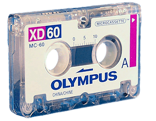 stock photo of a Microcassette tape.