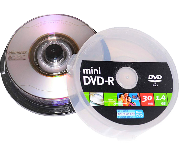 stock image of a miniDVD disc.